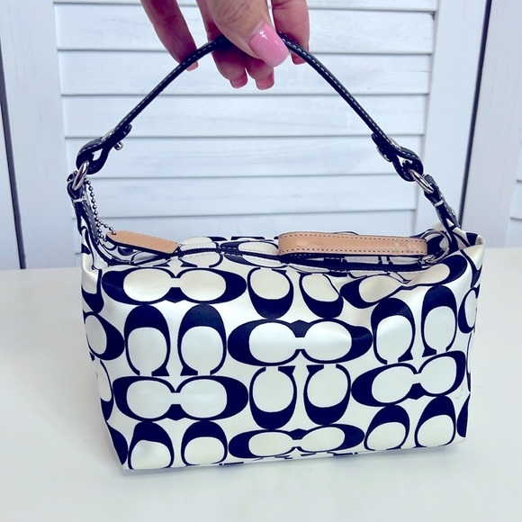VINTAGE COACH Black White Mini Hampton Weekend Pouch Bag 90s Retro Y2K - Picture 4 of 11